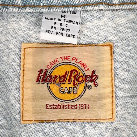 90s Hard Rock Cafe Save the Planet Washington DC acid washed denim Jean jacket - Picture 5 of 9